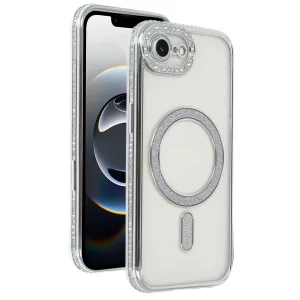 Apple İphone 16e Joke Simli Magneticsafe Kılıf - Gümüş