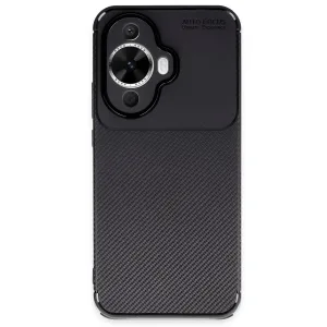 Huawei Nova 12s Kılıf Auto Focus Karbon Kapak - Siyah