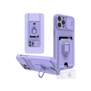 İphone 12 Pro Max Kılıf Zuma Kartvizitli Yüzüklü Silikon - Lila