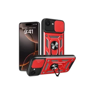 İphone 16e Kılıf Pars Lens Yüzüklü Silikon - Kırmızı