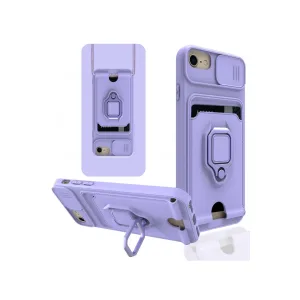 İphone 7 Kılıf Zuma Kartvizitli Yüzüklü Silikon - Lila