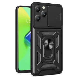 Newface İnfinix Hot 40 Pro Kılıf Pars Lens Yüzüklü Silikon - Siyah