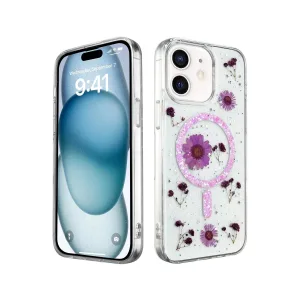 Newface İphone 12 Kılıf Daisy Simli Magsafe Kapak - Mor