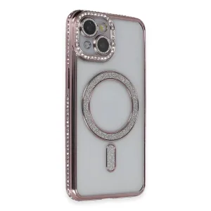 Newface İphone 14 Kılıf Joke Simli Magneticsafe Kılıf - Pembe