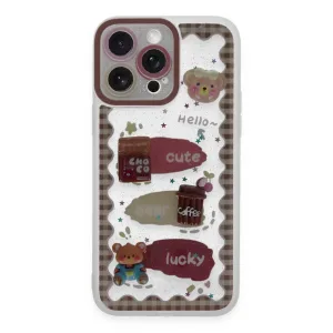 Newface İphone 14 Pro Max Kılıf Sweet Desenli Silikon Kapak - Şeffaf