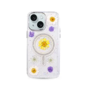 Newface İphone 15 Flower Magsafe Kapak - Sarı