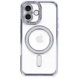 Newface İphone 16 Plus Kılıf Joke Simli Magneticsafe Kılıf - Mavi