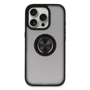 Newface İphone 16 Pro Kılıf Montreal Yüzüklü Silikon Kapak - Siyah