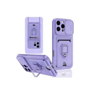 Newface İphone 16 Pro Kılıf Zuma Kartvizitli Yüzüklü Silikon - Lila