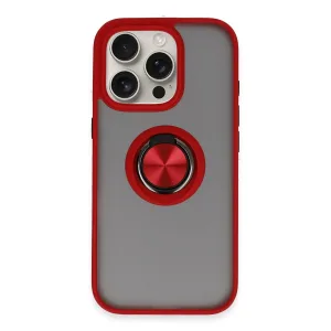 Newface İphone 16 Pro Max Kılıf Montreal Yüzüklü Silikon Kapak - Kırmızı