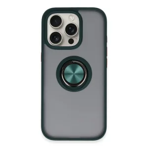 Newface İphone 16 Pro Max Kılıf Montreal Yüzüklü Silikon Kapak - Yeşil