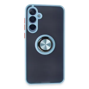 Newface Samsung Galaxy A25 5g Kılıf Montreal Yüzüklü Silikon Kapak - Buz Mavi