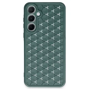 Newface Samsung Galaxy A25 5g Kılıf Petek Silikon Kapak - Koyu Yeşil