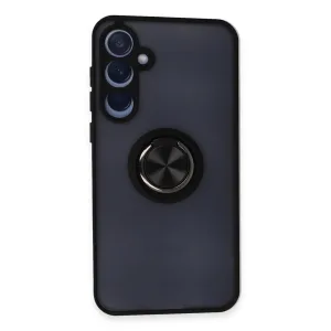 Newface Samsung Galaxy A35 5g Kılıf Montreal Yüzüklü Silikon Kapak - Siyah