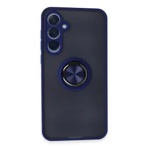 Newface Samsung Galaxy A55 5g Kılıf Montreal Yüzüklü Silikon Kapak - Lacivert