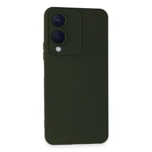 Newface Vivo Y17s Kılıf Nano İçi Kadife Silikon - Koyu Yeşil