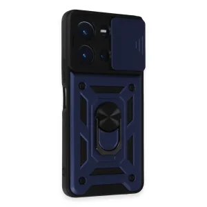 Newface Vivo Y36 Kılıf Pars Lens Yüzüklü Silikon - Lacivert