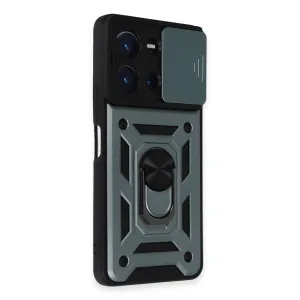 Newface Vivo Y36 Kılıf Pars Lens Yüzüklü Silikon - Yeşil