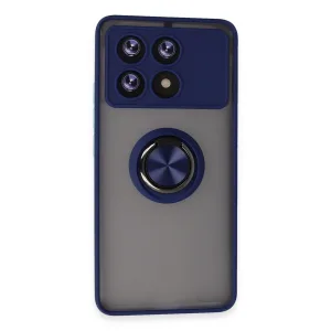 Newface Xiaomi Poco X6 Pro Kılıf Montreal Yüzüklü Silikon Kapak - Lacivert