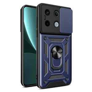 Newface Xiaomi Poco X6 Pro Kılıf Pars Lens Yüzüklü Silikon - Lacivert