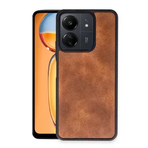 Newface Xiaomi Redmi 13c Kılıf Aras Deri Kapak - Taba