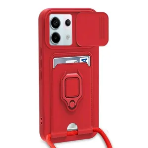 Newface Xiaomi Redmi Note 13 Pro 5g Kılıf Zuma Kartvizitli Yüzüklü Silikon - Kırmızı