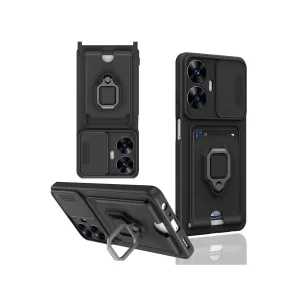 Realme C55 Kılıf Zuma Kartvizitli Yüzüklü Silikon - Siyah