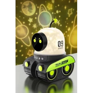 Robot Projeksiyon Gece Lambası Hoparlörlü Şarjlı Yıldızlı Gökyüzü Temalı Led Projeksiyon Lambası