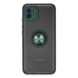 Samsung Galaxy A03 Kılıf Montreal Yüzüklü Silikon Kapak - Yeşil