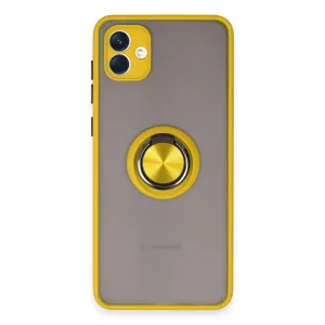 Samsung Galaxy A04 Kılıf Montreal Yüzüklü Silikon Kapak - Sarı