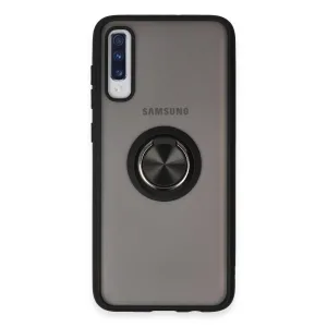 Samsung Galaxy A70 Kılıf Montreal Yüzüklü Silikon Kapak - Siyah