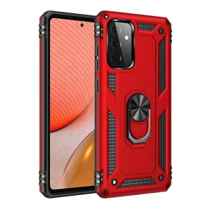 Samsung Galaxy A72 Kılıf Sofya Yüzüklü Silikon Kapak - Kırmızı