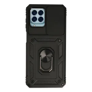 Samsung Galaxy M33 Kılıf Pars Lens Yüzüklü Silikon - Siyah