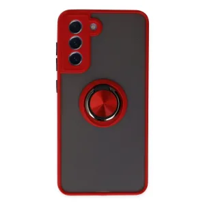 Samsung Galaxy S21 Fe Kılıf Montreal Yüzüklü Silikon Kapak - Kırmızı