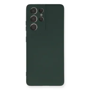Samsung Galaxy S21 Ultra Kılıf Nano İçi Kadife Silikon - Koyu Yeşil