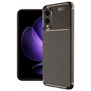 Samsung Galaxy S25 Edge Kılıf Auto Focus Karbon Kapak - Kahverengi