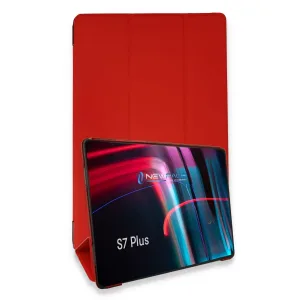 Samsung Galaxy T970 Tab S7 Plus 12.4 Kılıf Tablet Smart Kılıf - Kırmızı