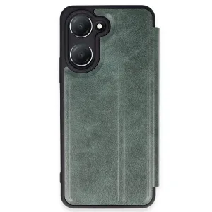 Vivo Y18 Kılıf Flip Cover - Koyu Yeşil