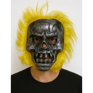Wild Skull - Metal Kafatası Sarı Saçlı İskelet Maske