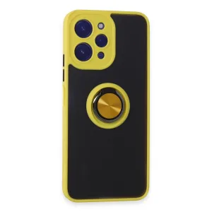 Xiaomi Redmi 12 Kılıf Montreal Yüzüklü Silikon Kapak - Sarı