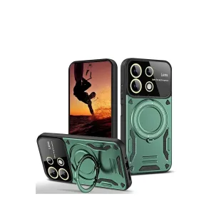 Xiaomi Redmi 13 4g Kılıf Joy Lens Standlı Kapak - Koyu Yeşil