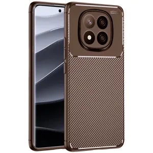 Xiaomi Redmi Note 14 Pro Plus Kılıf Auto Focus Karbon Kapak - Kahverengi