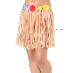 Yetişkin Ve Çocuk Uyumlu Saman Renk Püsküllü Hawaii Luau Hula Etek 40