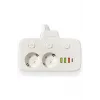 Akım Korumalı 2’li Ayrı Anahtarlı Priz, 2x Priz, 3x Usb, 1x Type-c, 2 Mt Kablo, Hızlı Şarj