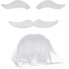 Beyaz Renk Kendinden Yapışkanlı Takma Sakal Bıyık Ve Kaş Seti