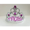 Gümüş Renk Prenses Yazılı Parti Tacı 60 Cm