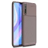 Huawei P Smart S Kılıf Auto Focus Karbon Kapak - Kahverengi