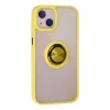 İphone 13 Kılıf Montreal Yüzüklü Silikon Kapak - Sarı
