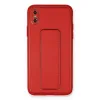 İphone Xs Max Kılıf Coco Deri Standlı Kapak - Kırmızı