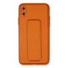 İphone Xs Max Kılıf Coco Deri Standlı Kapak - Turuncu